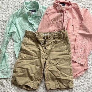 Boys size 6 Pink and Mint Button-Up Shirts with Khaki Shorts Ralph Lauren